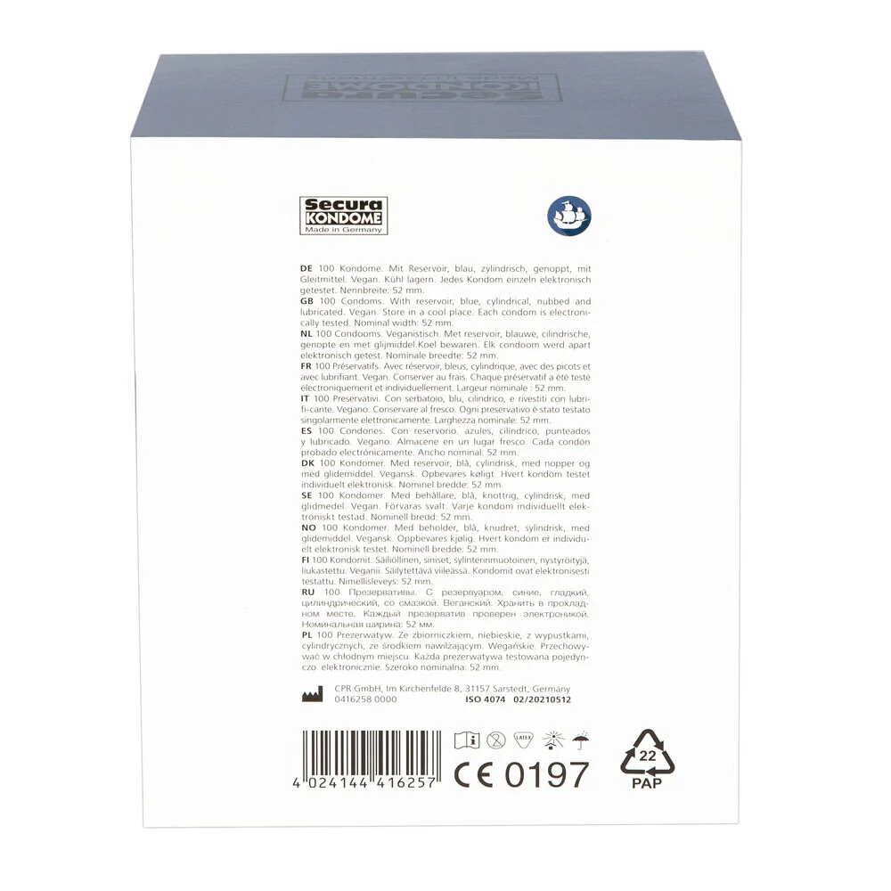 100 x Secura Blue Pearl Condoms - Image 2